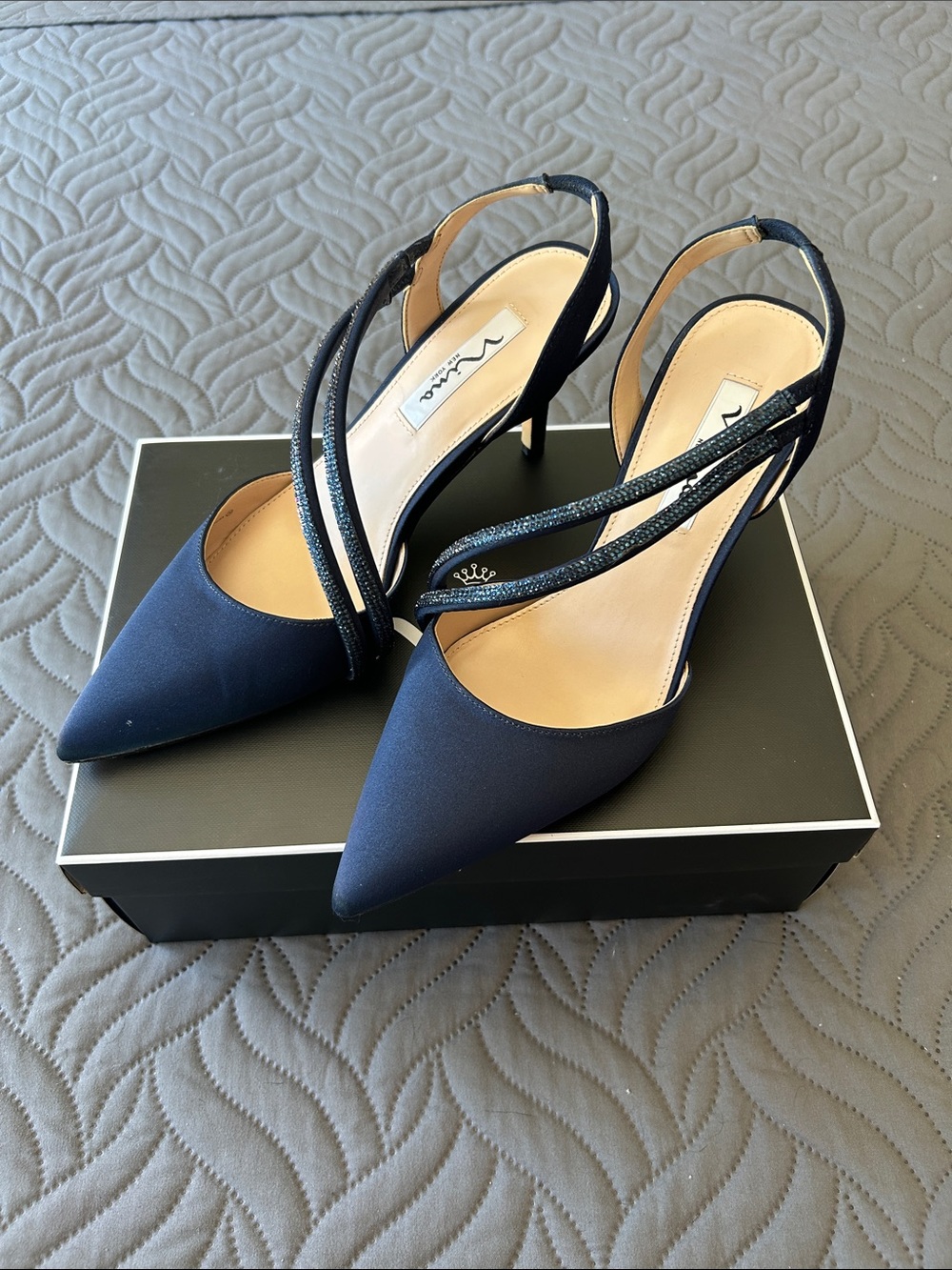 💙 Nina Tandy-LS New Navy Leader Luster Satin Pointed  Pumps